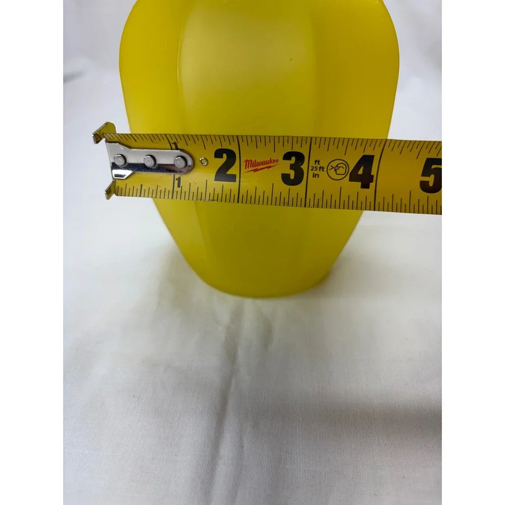 Vintage GGG Frosted Yellow Glass Paneled Vase Flared Rim 8